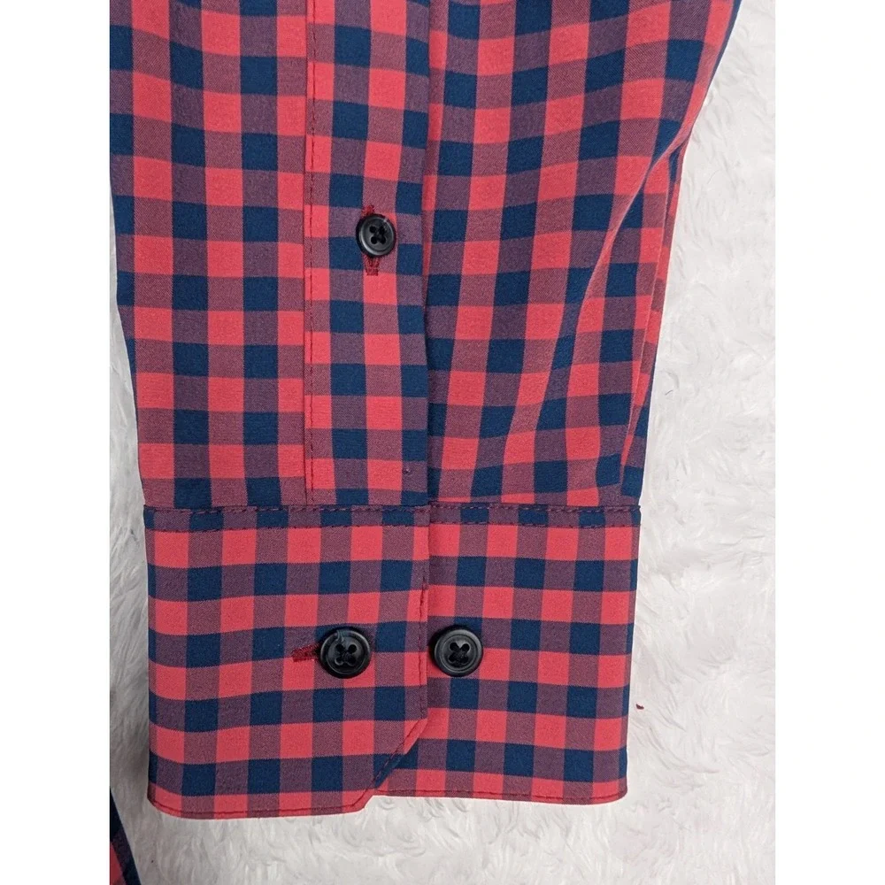Mizzen + Main Men's Shirt M Trim Fit Red Blue‎ Check Performance Menswear - Picture 4 of 11